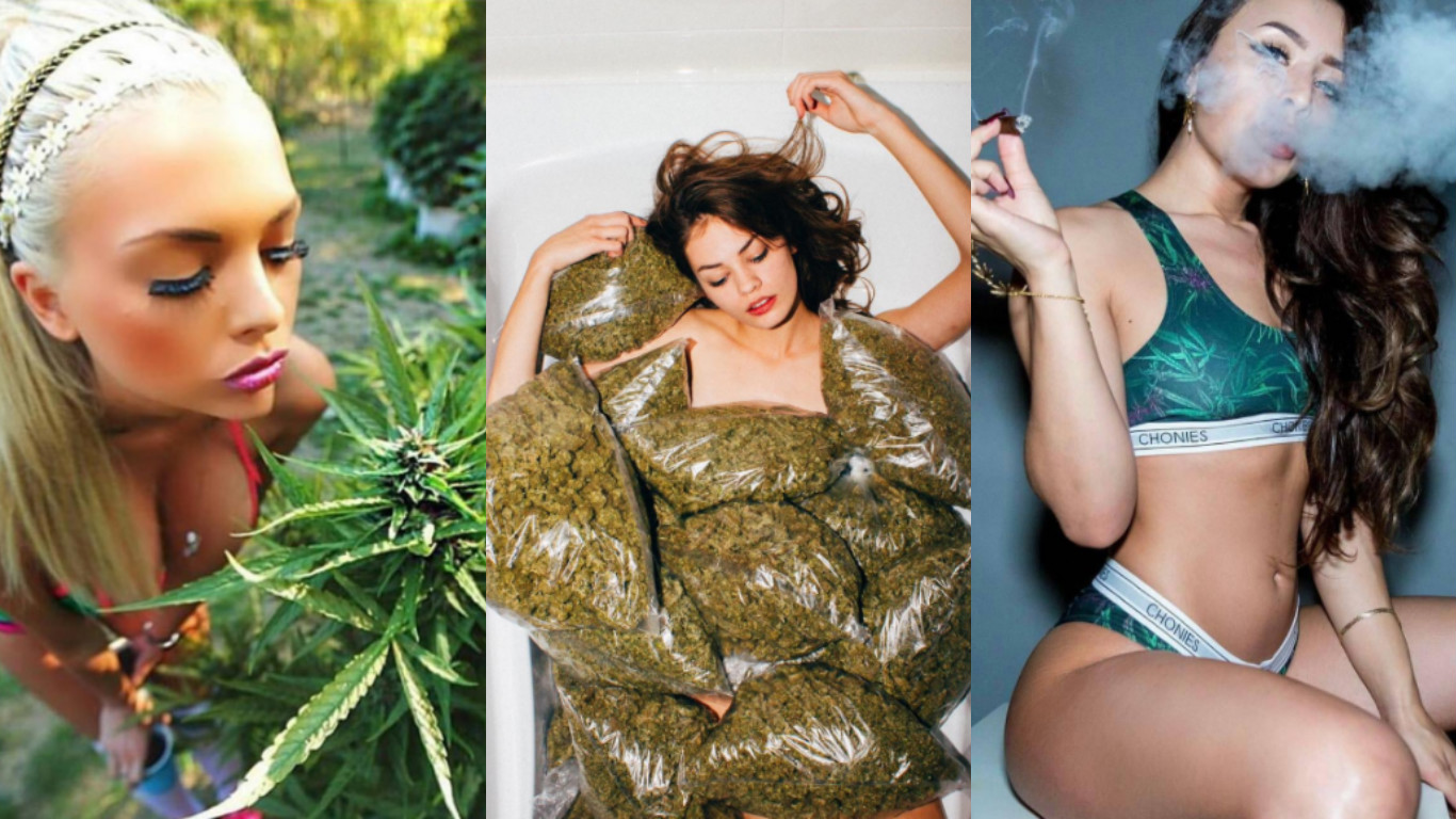 Beautiful naked girls smoking weed