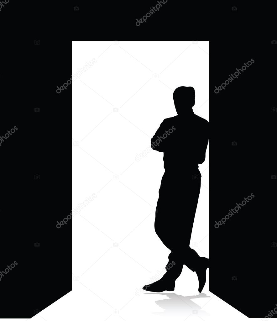 Black guy standing door