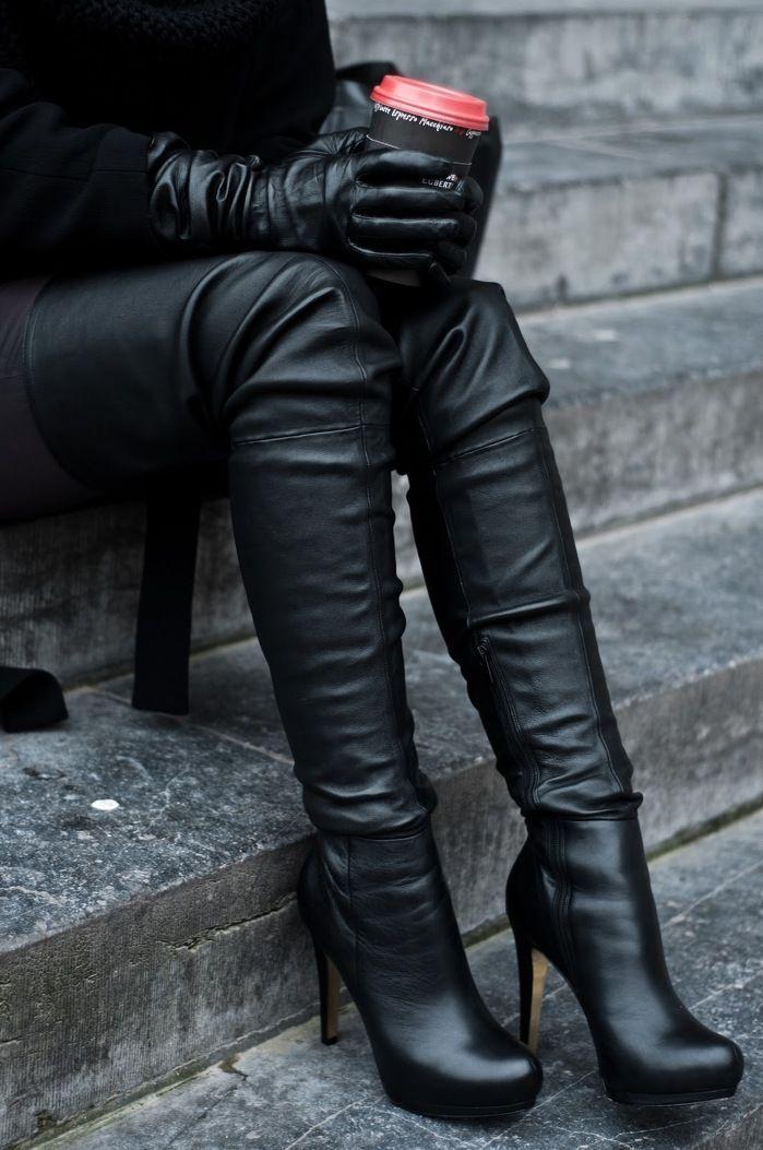 Leather reccomend Girls boots deep sinking fetish