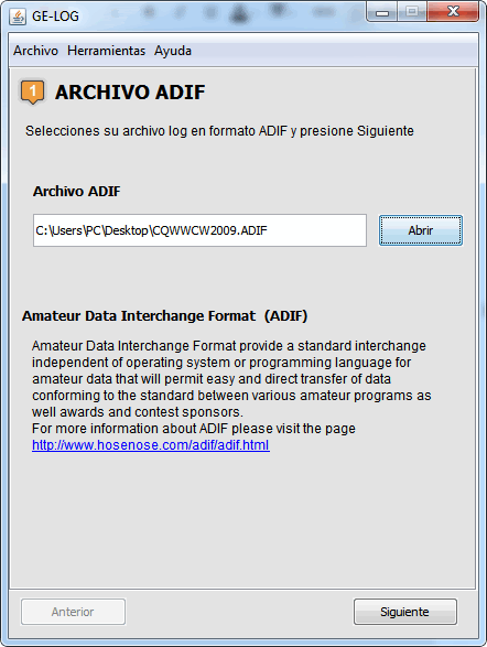 Adif amateur data interchange format