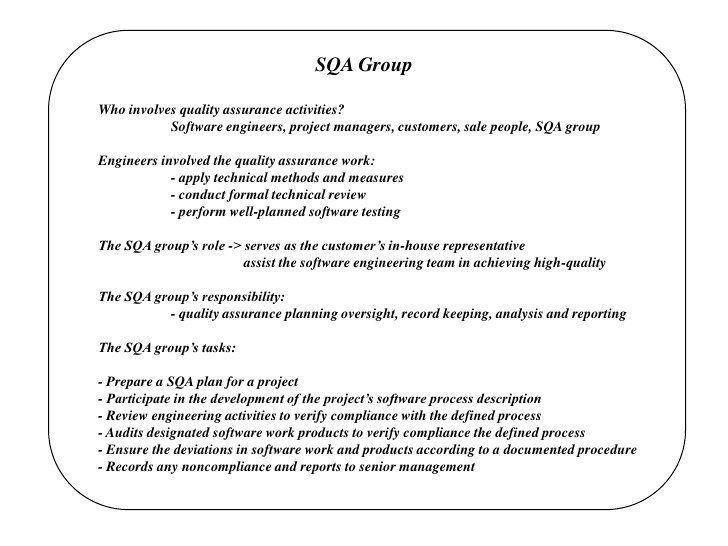 Killer F. reccomend Software quality assurance group