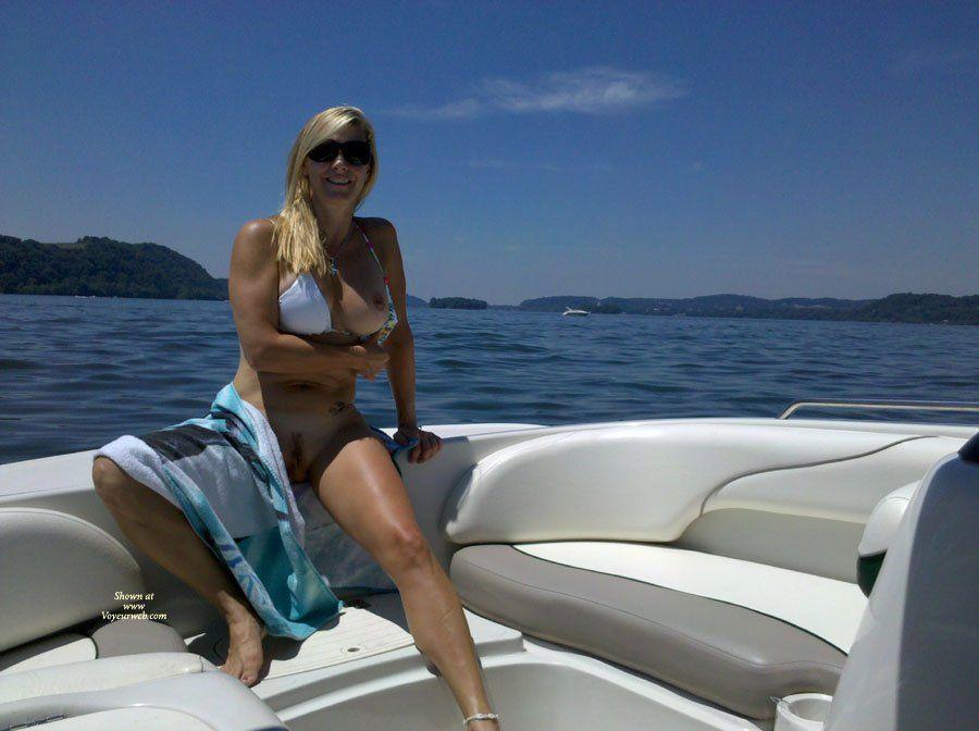 Wife naked on boats  photo