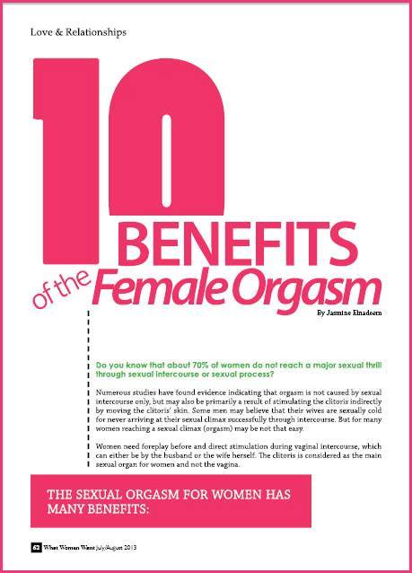 Medical benefits of an orgasm