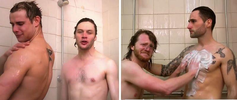 Gay men in shower videos